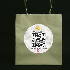 Vit marble Modern Business Instagram Qr-kod Runt Klistermärke