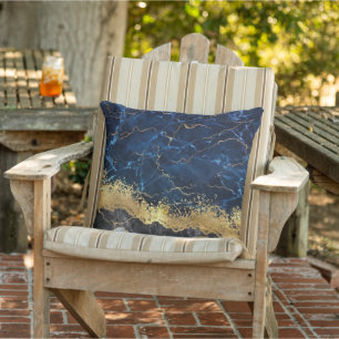 Vit marble Navy Blue Guld Agate Kudde