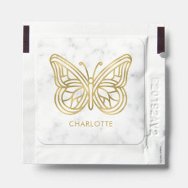 Vit marble och Guld Geometric Butterfly