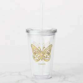 Vit marble och Guld Geometric Butterfly Take Away Mugg