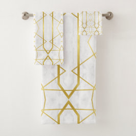 Vit marble och Guld Geometric mönster