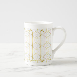 Vit marble och Guld Geometric mönster Benporslin Mugg
