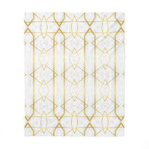 Vit marble och Guld Geometric mönster