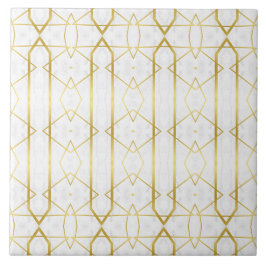 Vit marble och Guld Geometric mönster Kakelplatta