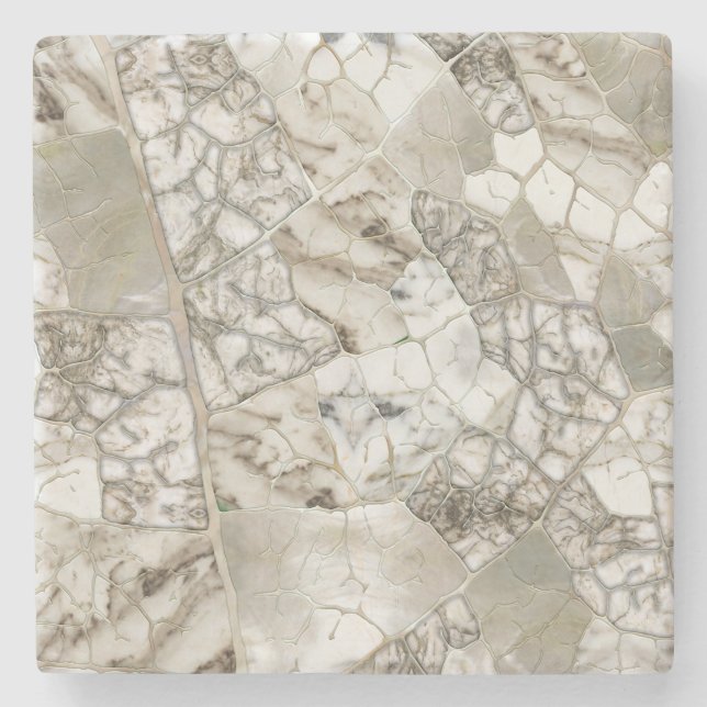 Vit marble och Pearl Löv struktur Stenunderlägg (Framsidan)