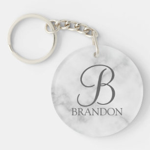 Vit marble-Personlig Monogram och Namn
