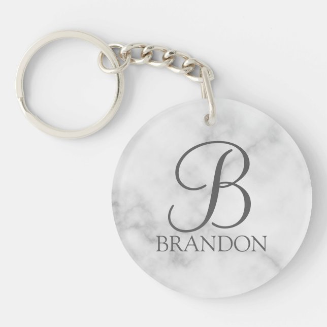 Vit marble-Personlig Monogram och Namn (Framsidan)