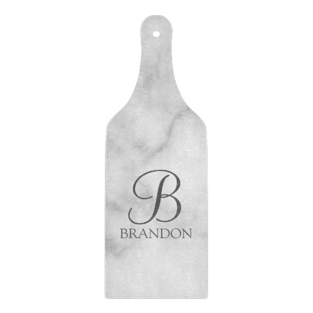 Vit marble-Personlig Monogram och Namn (Framsidan)