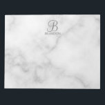 Vit marble-Personlig Monogram och Namn Anteckningsblock<br><div class="desc">Personlig Monogram och Namn Gift har personlig monogram i det klassiska skriptteckensnittet stil och namn i grått Classic serif font stil på vit marble-bakgrund. Perfekt som helgdag,  fars dag gåva och gåva till särskilda tillfällen.</div>