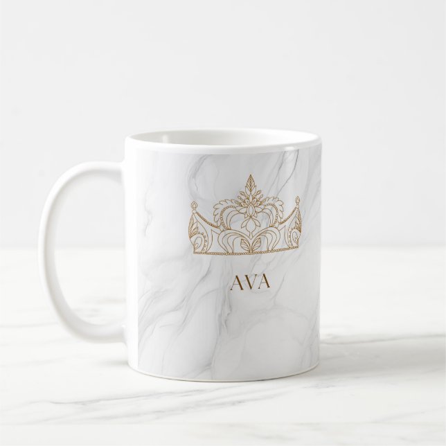 Vit marble Personlig Namn Mugg (Vänster)