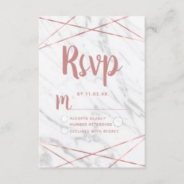 Vit marble Ro Guld Geometric Bröllop OSA Kort