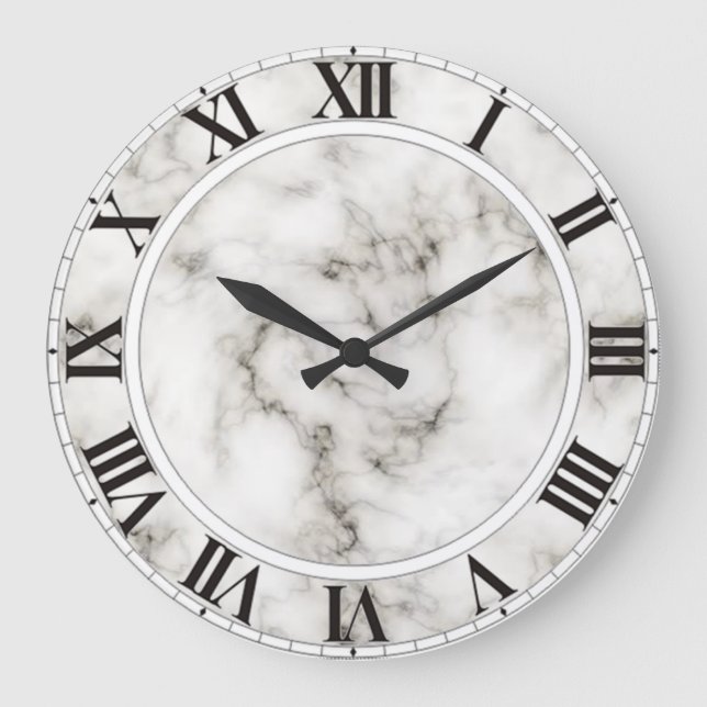 Vit marble Romannumeral Wall Clock Stor Klocka (Framsida)