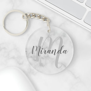 Vit marble Script-Personlig Monogram och Namn