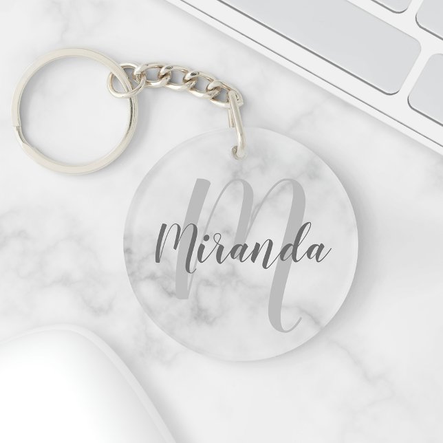 Vit marble Script-Personlig Monogram och Namn (Skapare uppladdad)