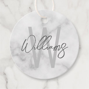 Vit marble Script-Personlig Monogram och Namn Gåvor Etiketter