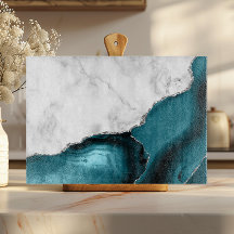Vit marble Silver Glitter Teal Blue Agate