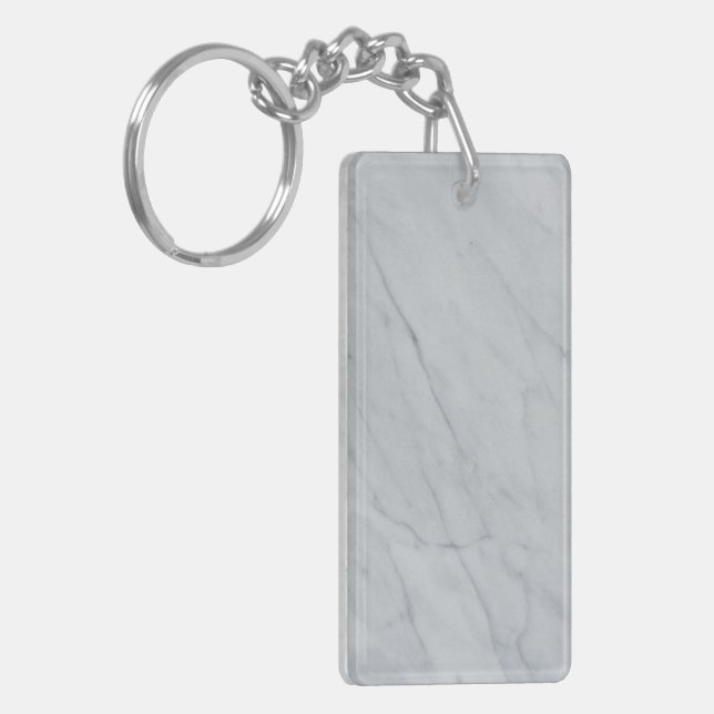 Vit marble Stone Acrylic Keychain (Vänstra Framsidan)