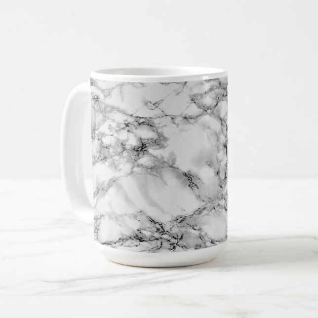 Vit marble Stone Coffee Mugg - Modern (Framsida vänster)