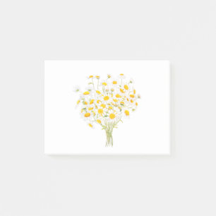 vit Margaret daisy vattencolor och bläck bouquet Post-it Block