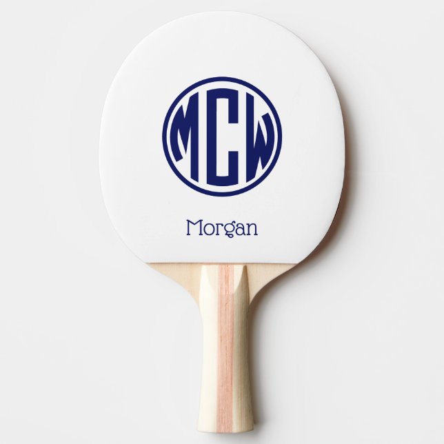 Vit marin cirkel Monogram Teckensnitt DIG BG Pingisracket (Framsidan)