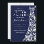 Vit marinblå Födelsedagsfest 50:e Fabulous Inbjudningar<br><div class="desc">Blå bläckstråleklänning 50:e Fabulous Födelsedagsfest inbjudan Variations till inbjudan och matchande artiklar i vår butik</div>
