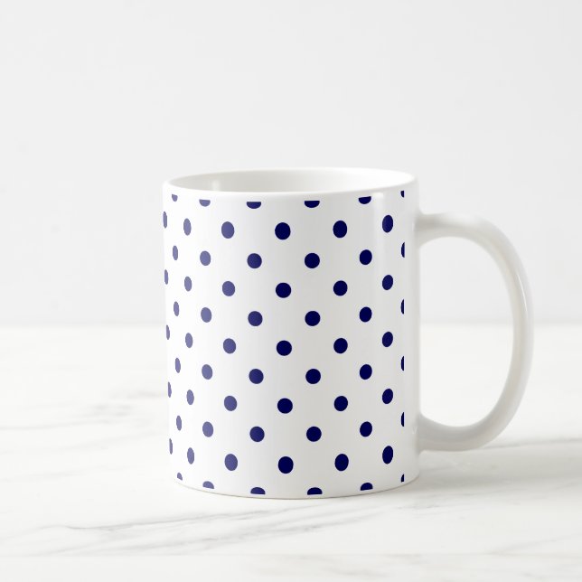Vit marinblå polka, punktskiva, Mönster Kaffemugg (Höger)