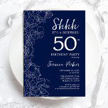 Vit marinöverraskning 50:e födelsedagen inbjudningar<br><div class="desc">Vit överraskning 50:e födelsedagsinbjudan. Minimalistisk modern femininin-design har botaniska accenter och typiska typsnitt. Enkel perfekt för inbjudan-kort i blommigt för en snyggt kvinnlig överraskning i firande. Skrivna Zazzle-inbjudningar eller digital utskrivbar mall för omedelbar nedladdning.</div>