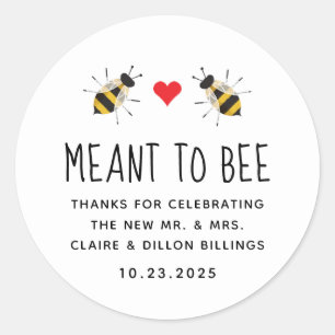 Vit Märkre till Bee Honungsbröllop Favor Runt Klistermärke
