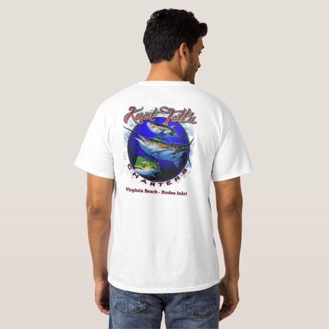 Vit Marlin Rip Art Logotyp T-Shirt (Hel baksida)