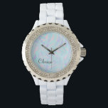 Vit marmor av färglös rosa, blå lila, vit marmor armbandsur<br><div class="desc">Snygg godis färg och elegant marmor ser ut.</div>