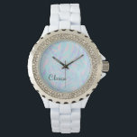 Vit marmor av färglös rosa, blå lila, vit marmor armbandsur<br><div class="desc">Snygg godis färg och elegant marmor ser ut.</div>
