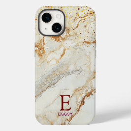 Vit marmor chic guld glitter monogram
