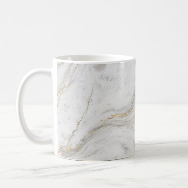 Vit Marmor Elegans Mugg (Vänster)