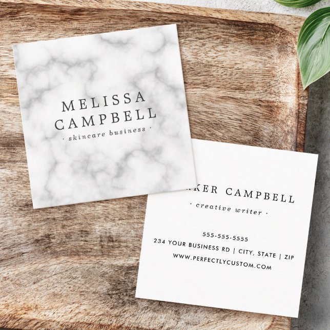 Vit marmor elegant professionell minimalistisk fyrkantigt visitkort (White marble elegant professional minimalist square business card)