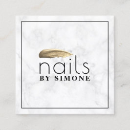 Vit marmor för polerpenseldrag i elegant nagel fyrkantigt visitkort