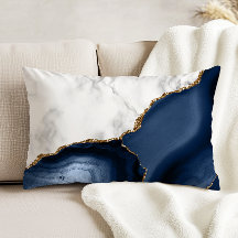 Vit marmor förgylld Navy Blue Agat