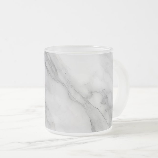 Vit marmor frostad glasmugg (Framsida höger)