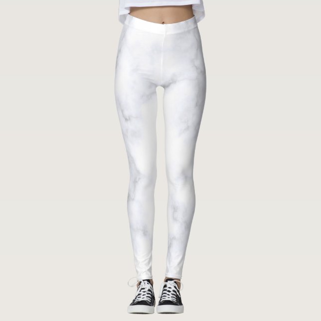 Vit marmor hipster  leggings (Framsida)