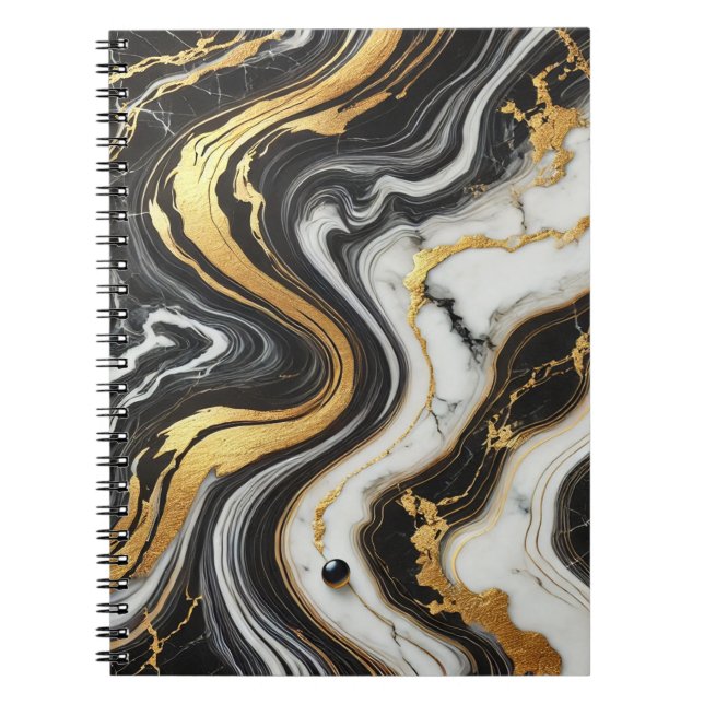 Vit marmor i flytande Guld, vit marble Glam Bröllo Anteckningsbok (Framsidan)