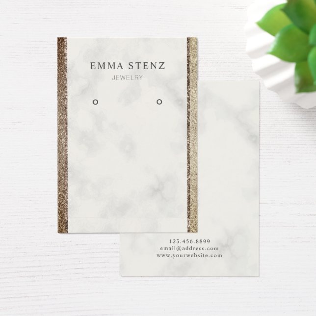 Vit marmor i Glitter Guld ・ Skarp Visning Visitkort (Skivbord)