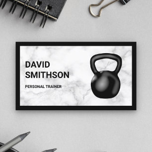 Vit Marmor Kettlebell Fitness Personlig Tränare Visitkort