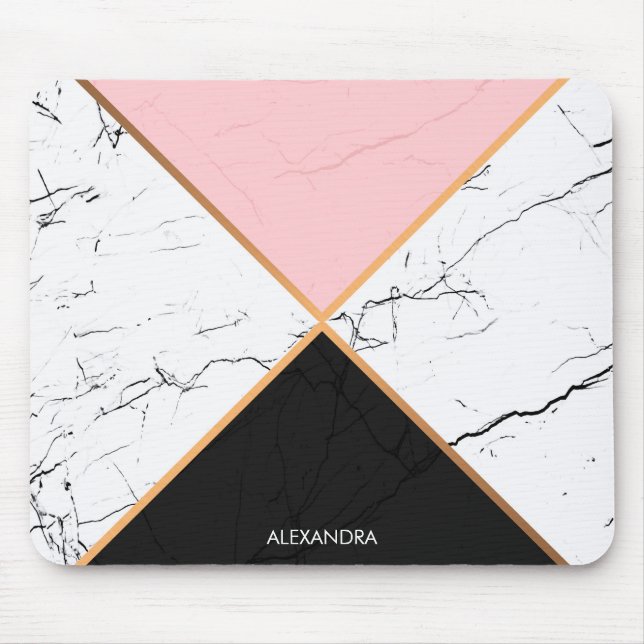 Vit marmor med Golden Linjer Musmatta (Framsidan)