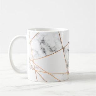 Vit marmor med Guld Linjer Söt Kaffemugg