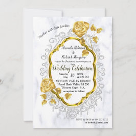 Vit marmor med inbjudan till guld-dekanter