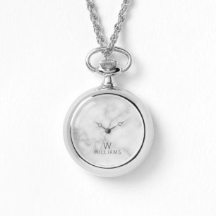 Vit marmor med Personlig Monogram och Namn Armbandsur