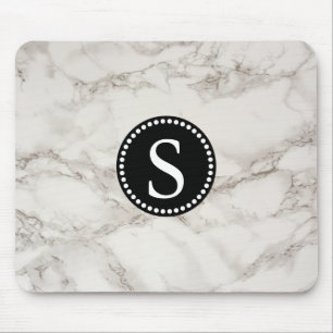 Vit marmor med svart Monogram Musmatta