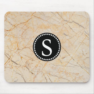 Vit marmor med svart Monogram Musmatta