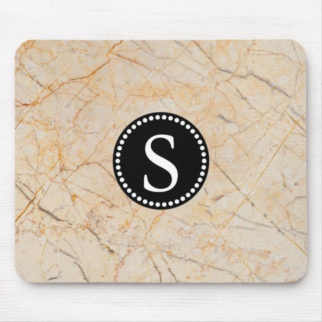 Vit marmor med svart Monogram Musmatta (Framsidan)