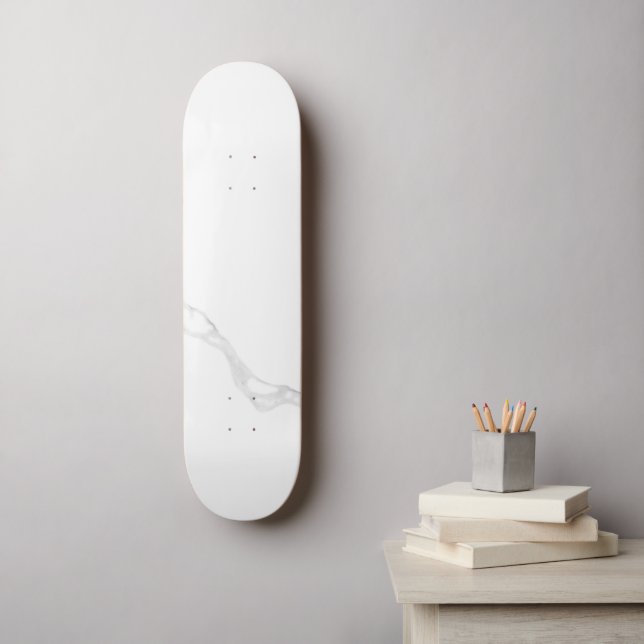 Vit marmor mini skateboard bräda 18,5 cm (Väggkonst)