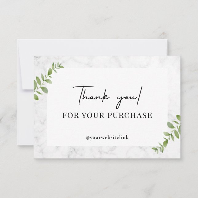 Vit Marmor Minimalistisk Feminint Tack Kort (Framsida)